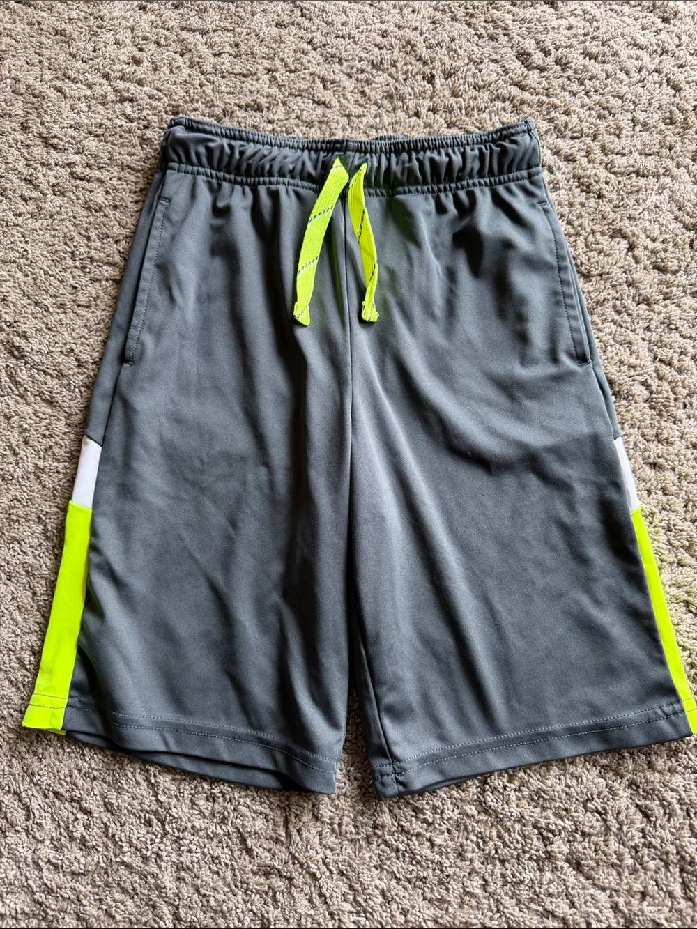 jumping beans Gray Athletic Shorts with Neon Yellow Accents
